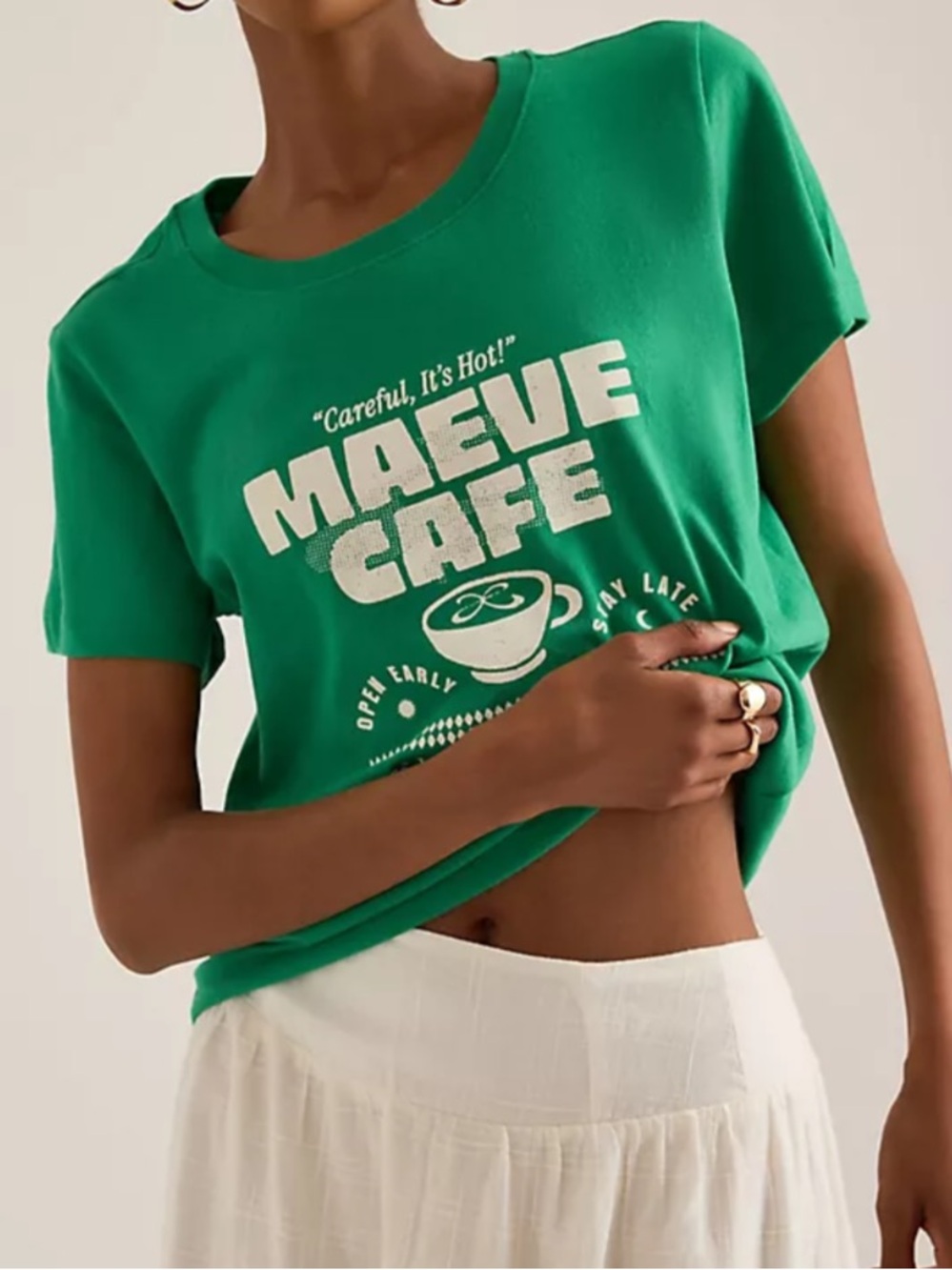 Maeve Anthropologie Sz XS Green Short Sleeve Evelyn Perfect Cotton T-Shirt NWOT - Picture 2 of 10